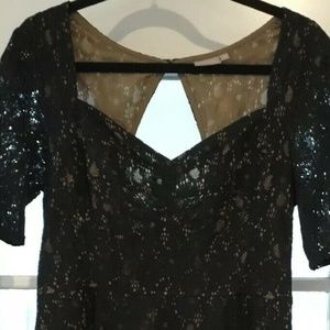 eShakti Sheer Black Large Dress with Pockets 14 L